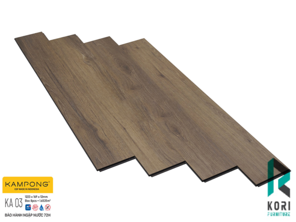 Sàn gỗ Kampong KA03 với màu săc hài hòa, tự nhiên.