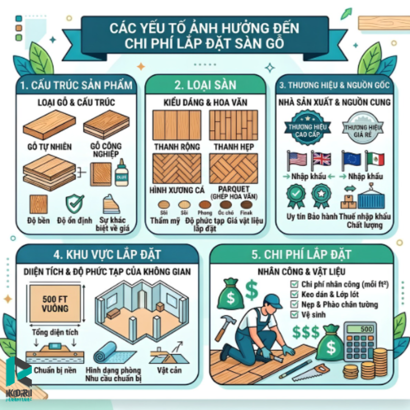 Các yếu tố ảnh hưởng đến chi phí lắp đặt sàn 