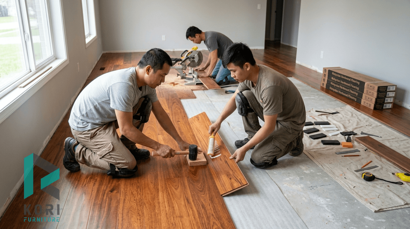 Thi công sàn gỗ công nghiệp