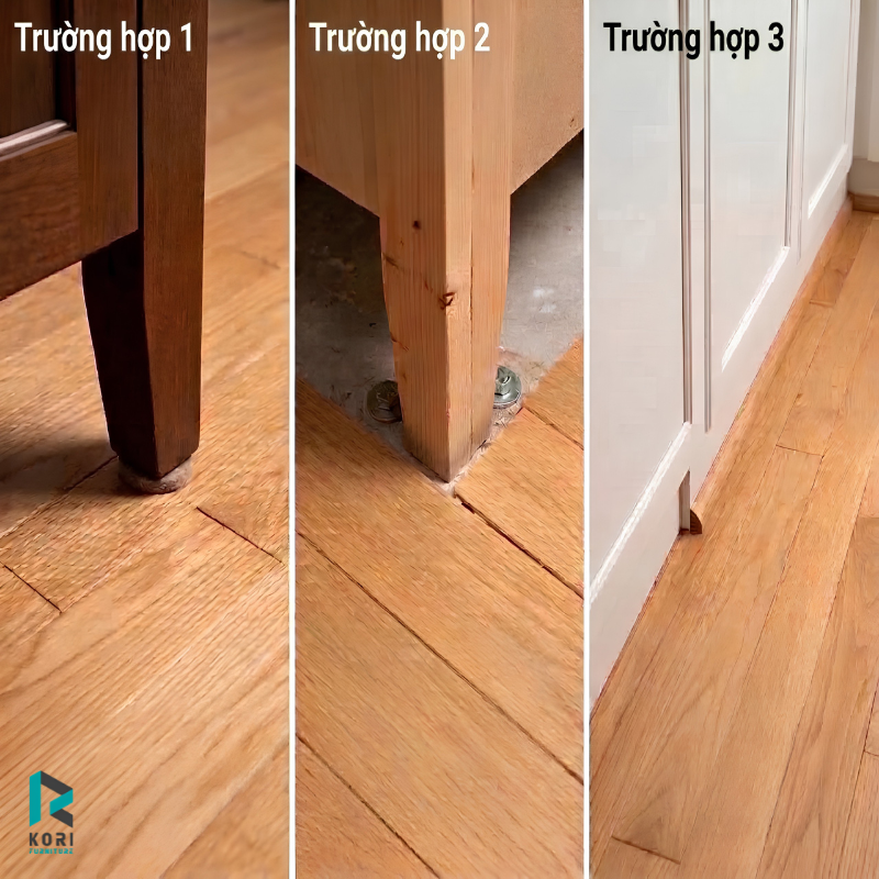 Các trường hợp giả pháp sàn gỗ gặp tủ