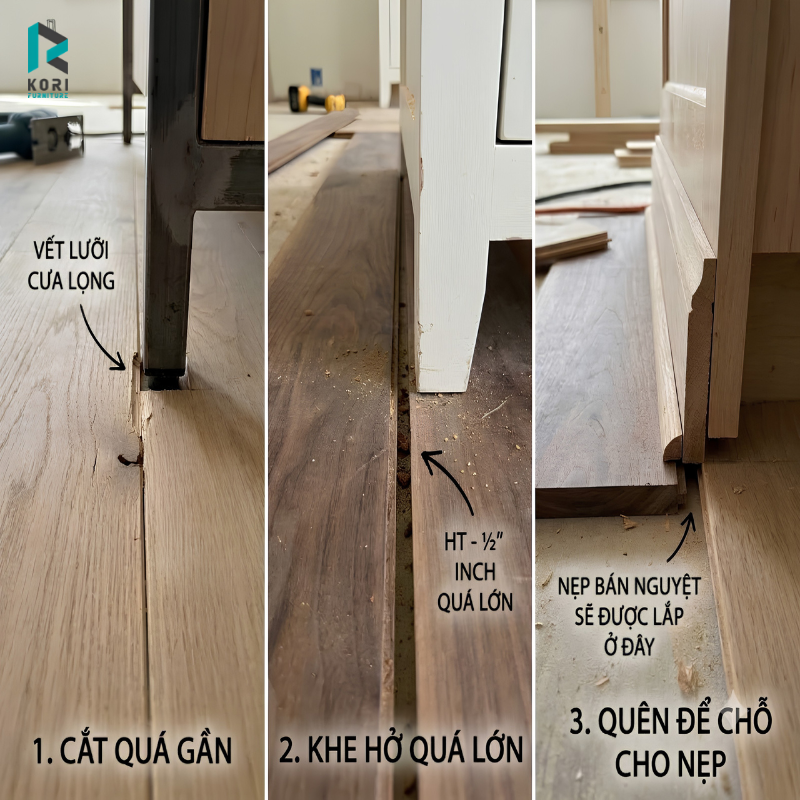 Các trường hợp sàn gỗ gặp tủ