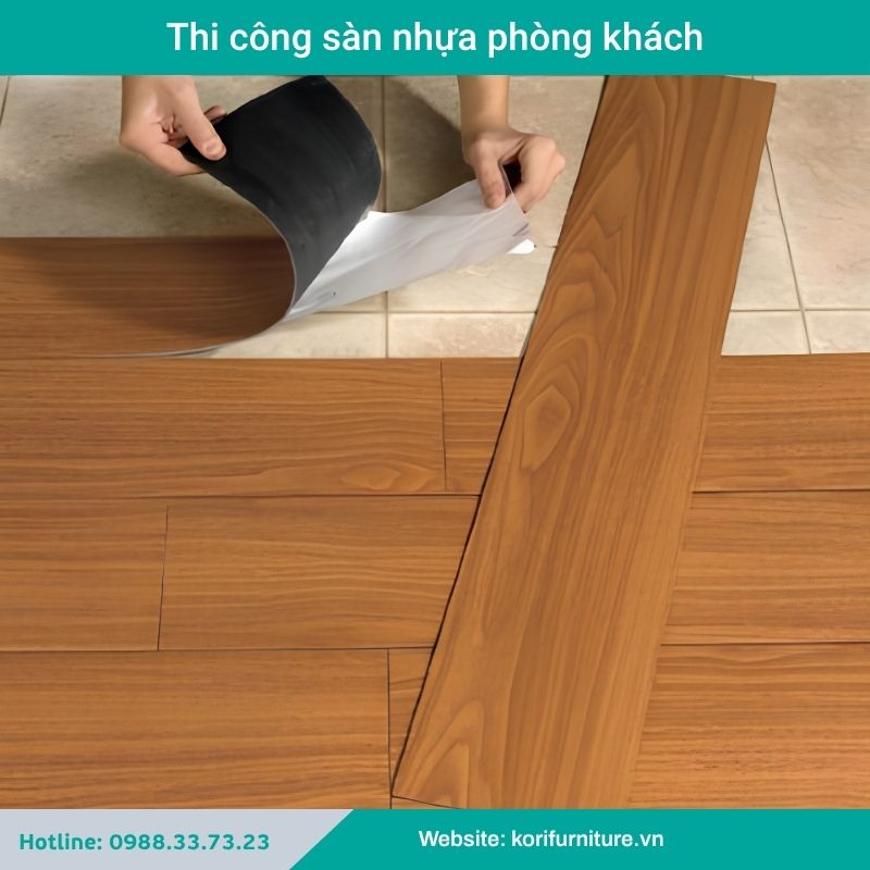Thi công sàn nhựa phòng khách