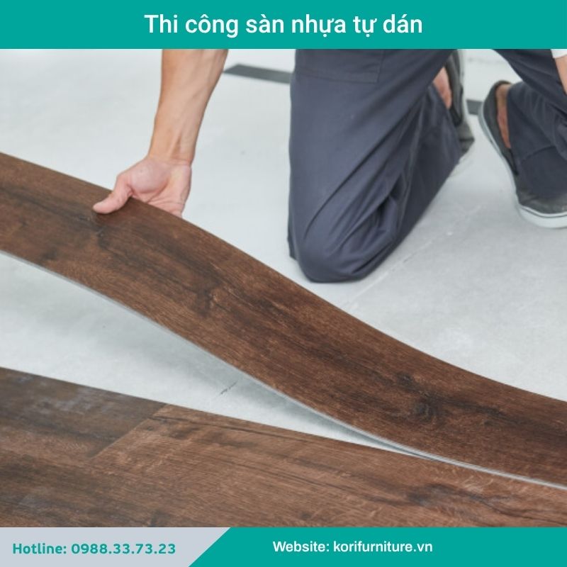 Thi công sàn nhựa tự dán 