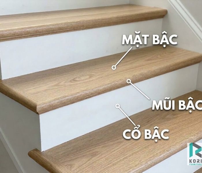 Các vị trí mặt bậc, cổ bậc và mũi bậc cần chú ý khi hoàn thiện cầu thang.